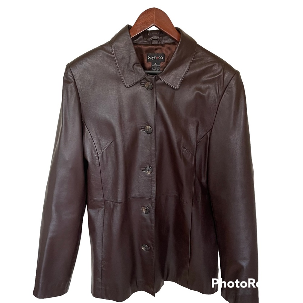 Style & Co. Brown Leather Women’s Jacket   X-Large